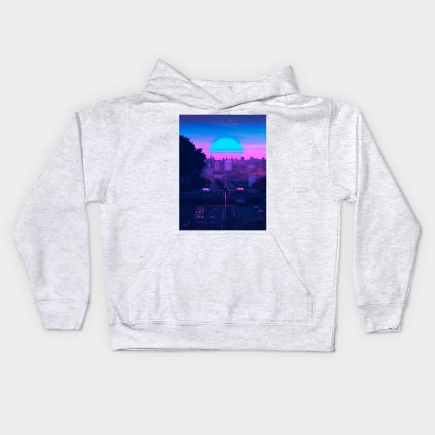 Neon Night Kids Hoodie by funglazie